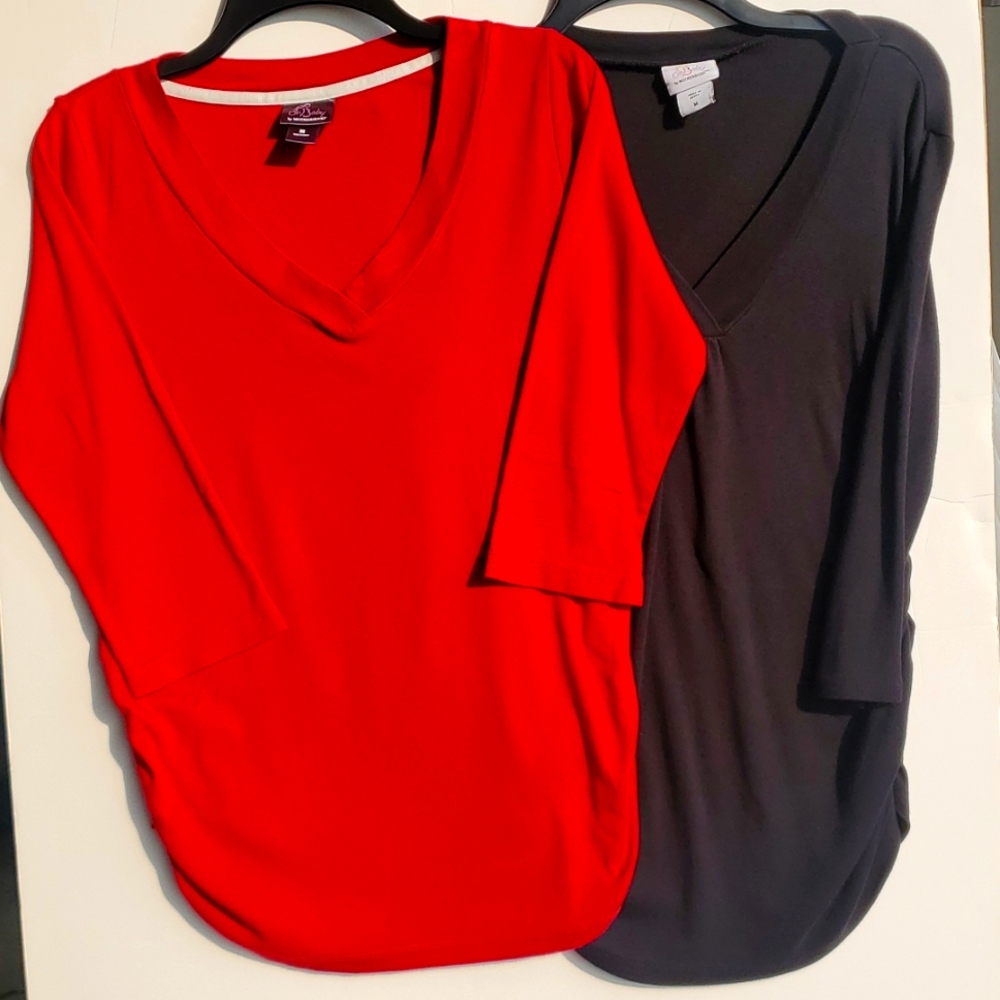Bundle of 2,  3/4 sleeve v-neck maternity shirts